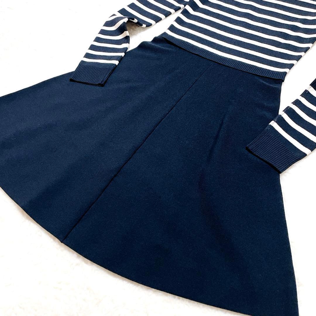 【美品】レッドバレンティノ　ワンピース　ボーダー　ネイビー　濃紺