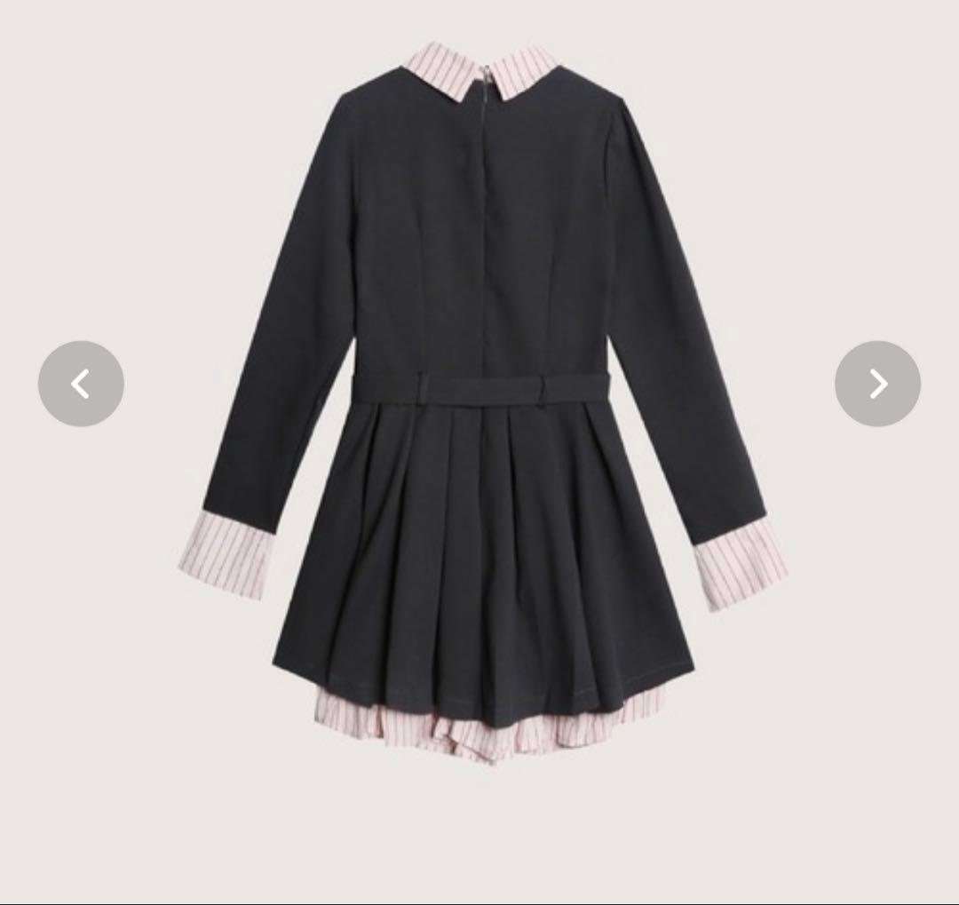 パッチワークプレッピープリーツワンピース