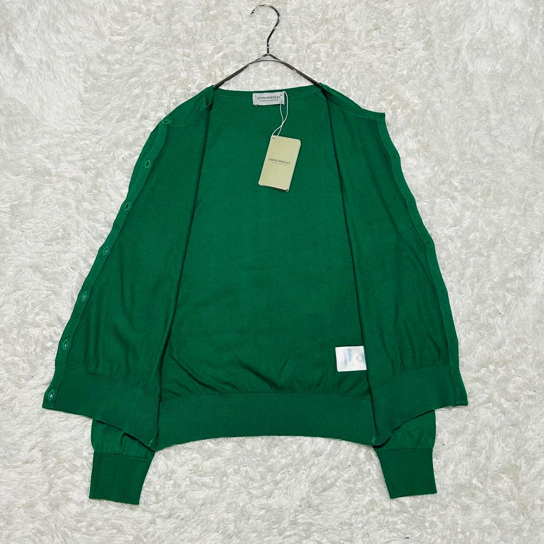 タグ付 未使用級JOHN SMEDLEY クルーネックカーディガン S