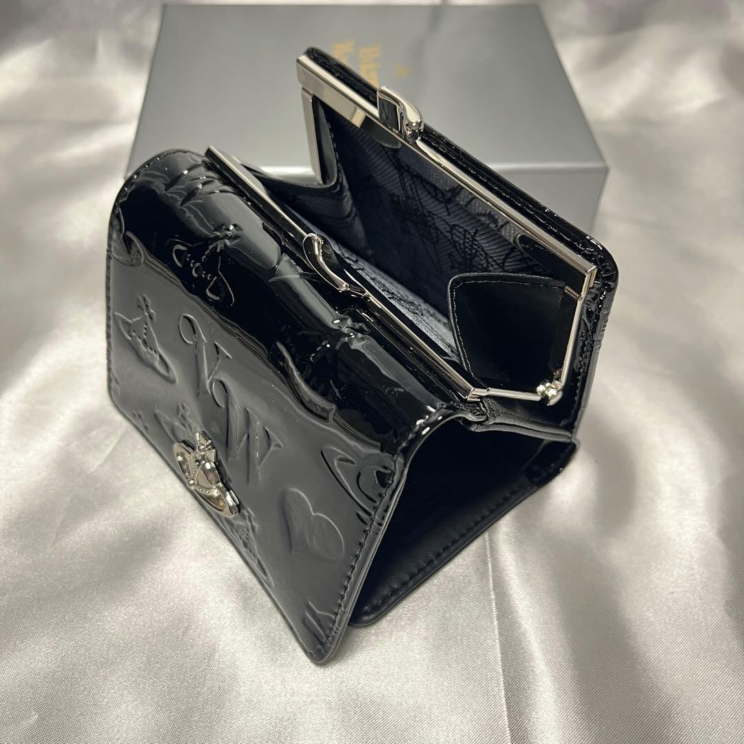 新品VivienneWestwood エナメル黒 ブラック 三つ折り財布 大人気