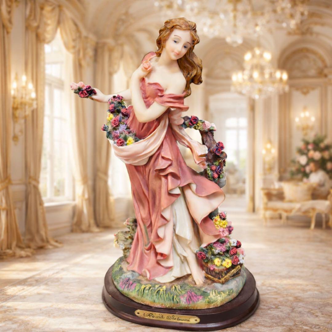 Ricardo Shelmani 女性像 フィギュリン 花飾り イタリア風 置物