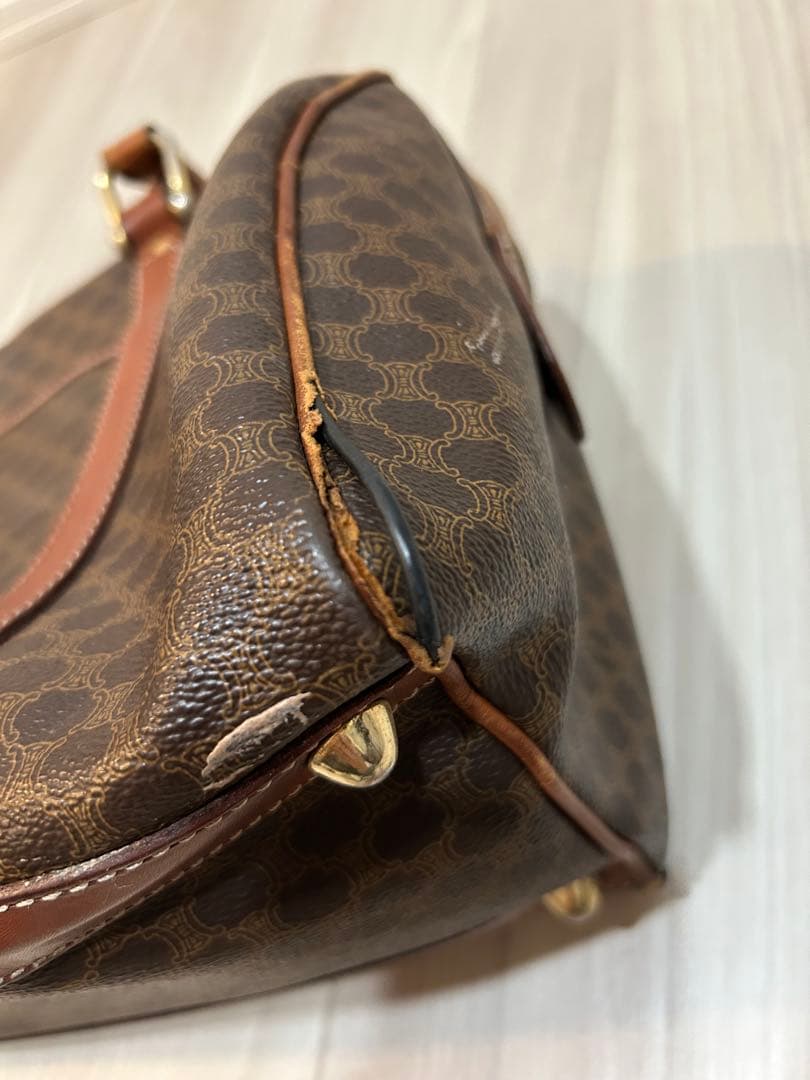 CELINE ブラウン レザーミニボストンバッグ
