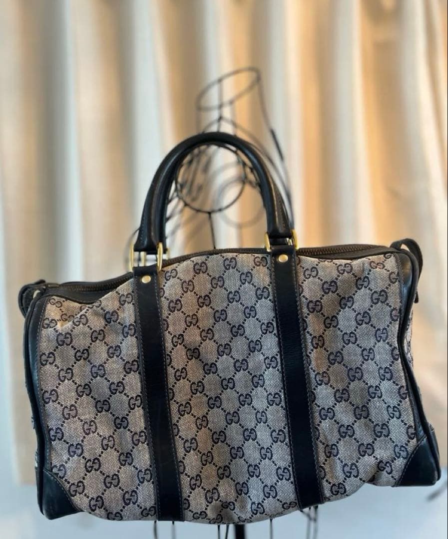 限定値下げGucci GGパターン ボストンバッグ グッチ レザー 黒