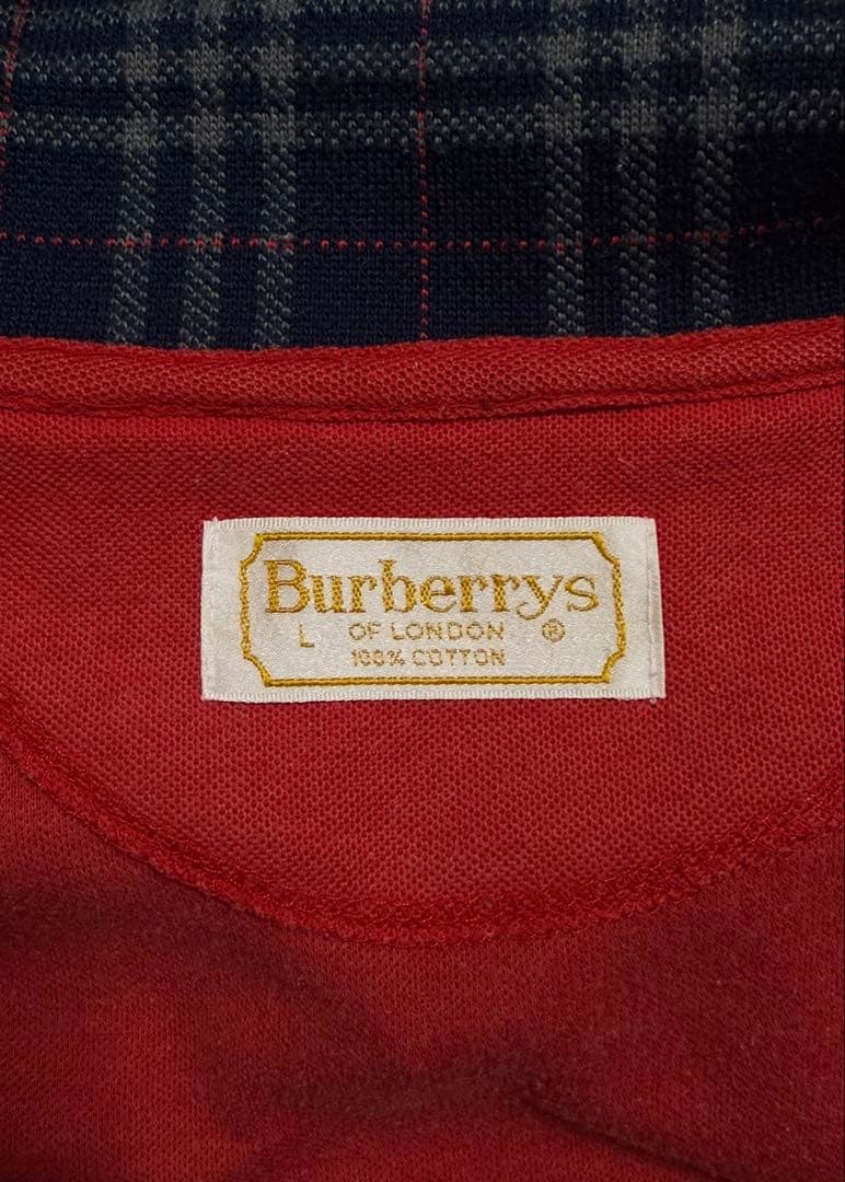 【希少】Burberrys 90s レッド L ジッパーポロシャツ