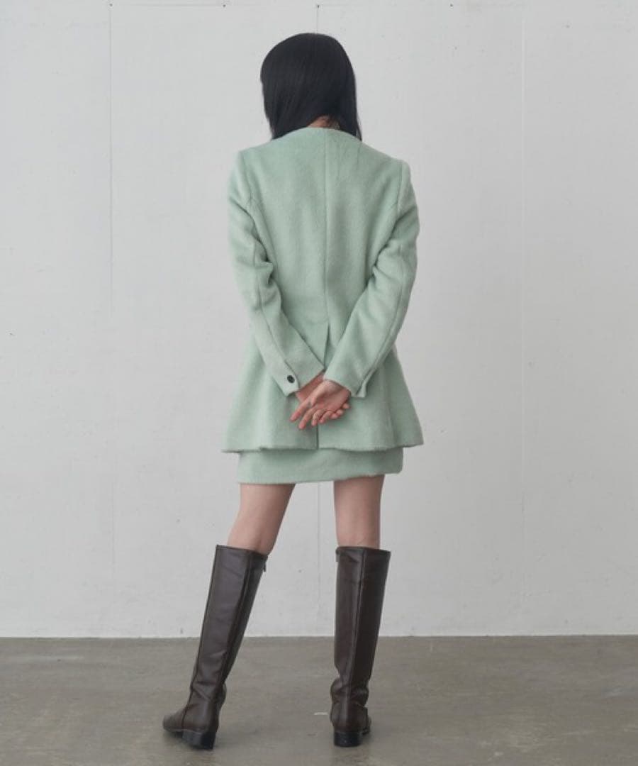 fekete フェイクウール セットアップ ミント
