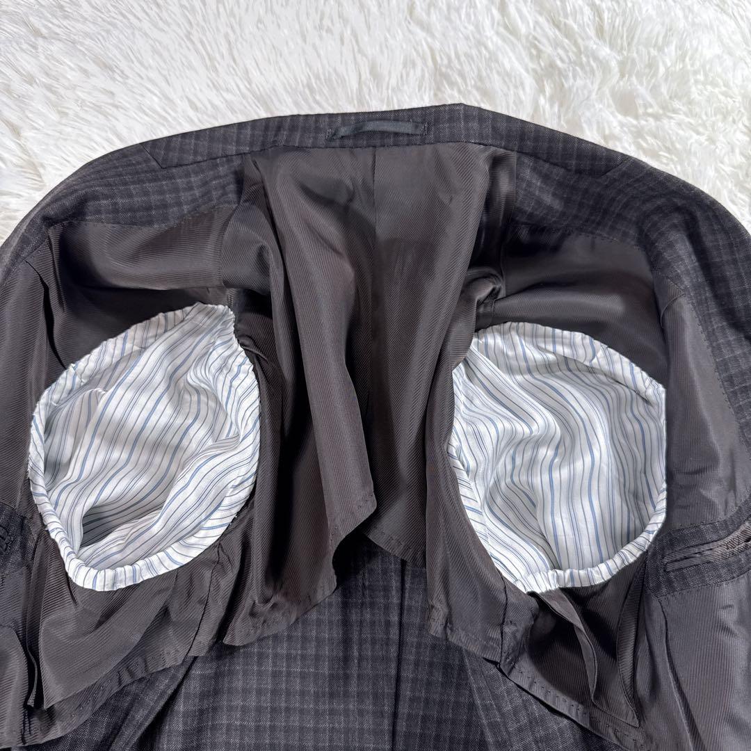 【イタリア生地】エディフィス ロロピアーナ チェック柄 ジャケット ブラウン46