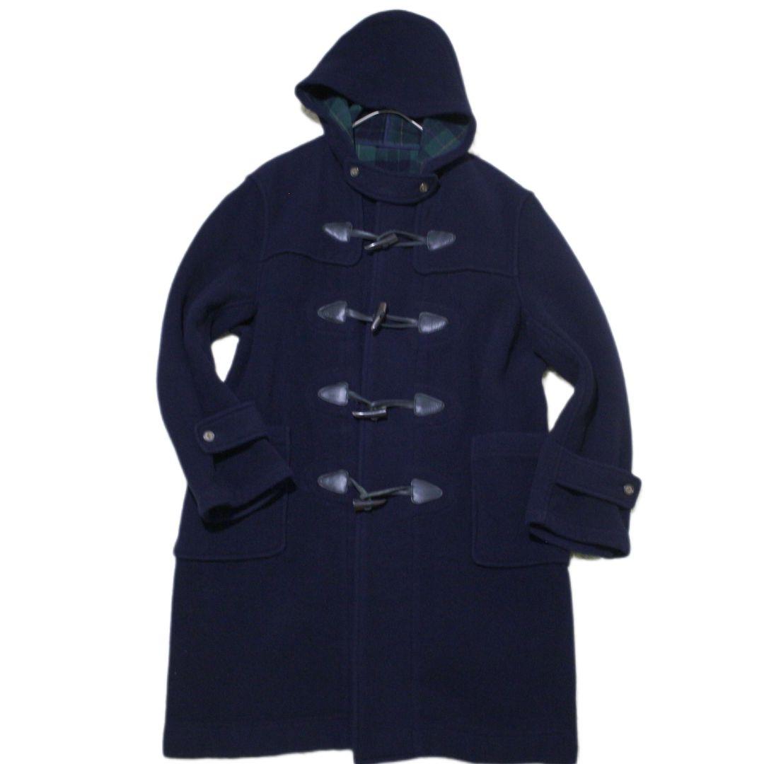 美品　MITSUMINE　ロング　ダッフルコート　トグル　裏地チェック　XL　紺