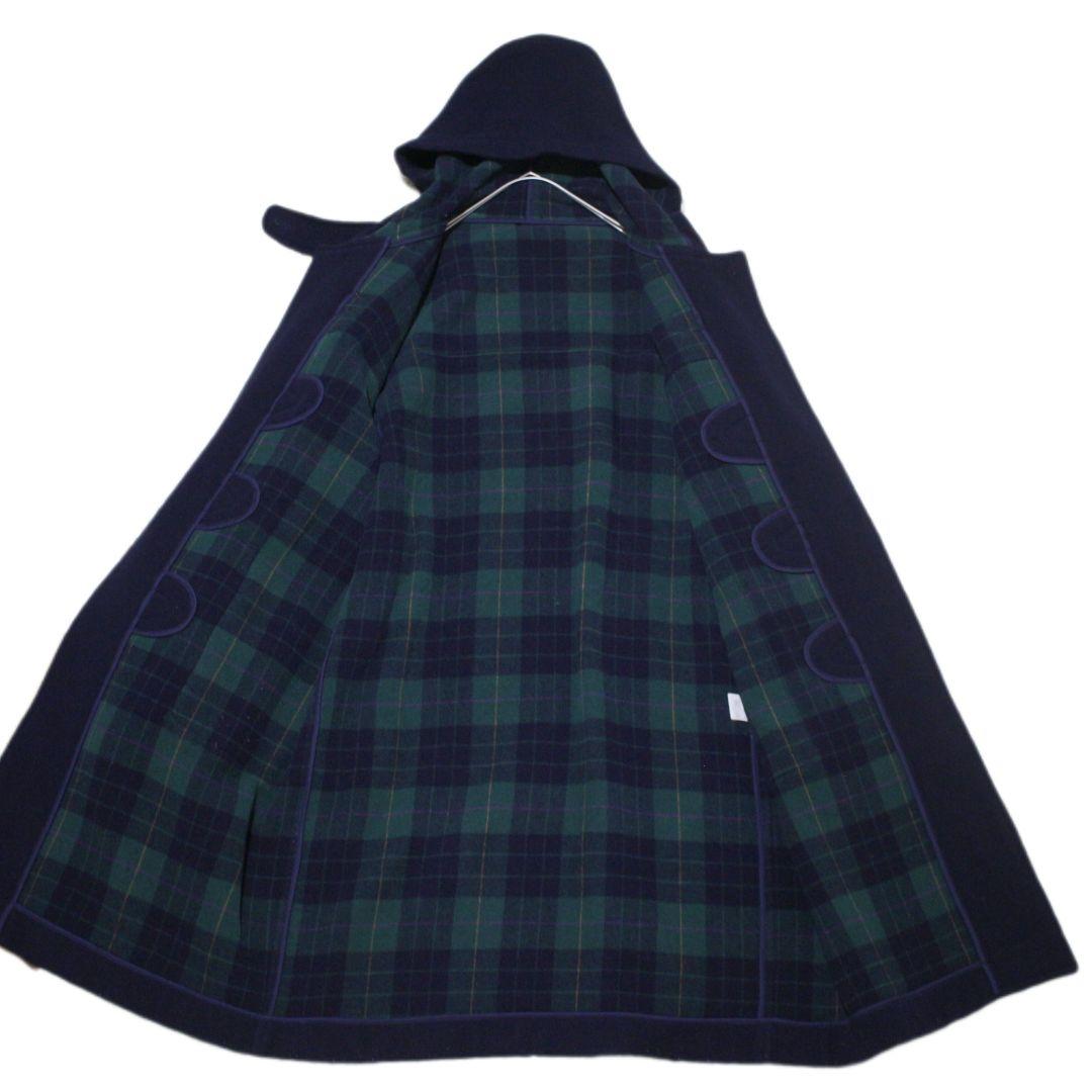 美品　MITSUMINE　ロング　ダッフルコート　トグル　裏地チェック　XL　紺