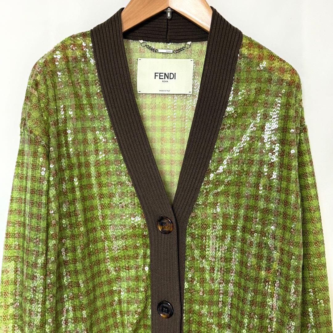 訳あり品　20AW FENDI スパンコール Vネック カーディガン　36