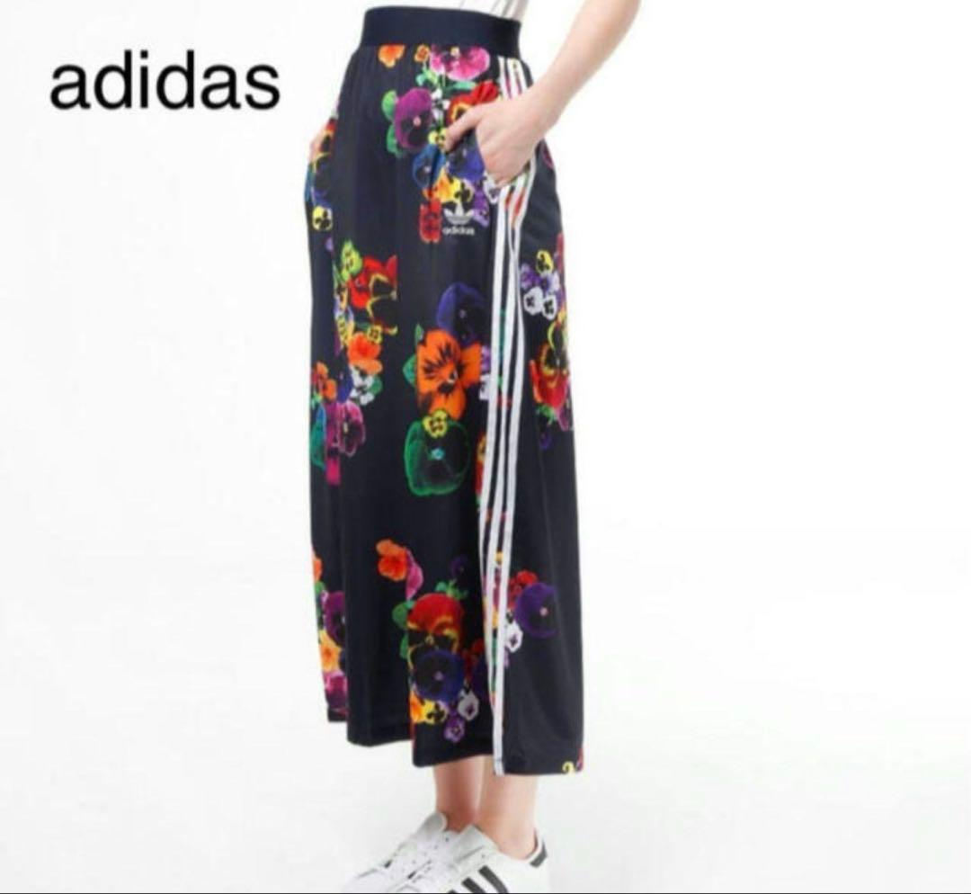✨レア柄✨アディダス　adidas 総花柄　ロングスカート　パンジー柄