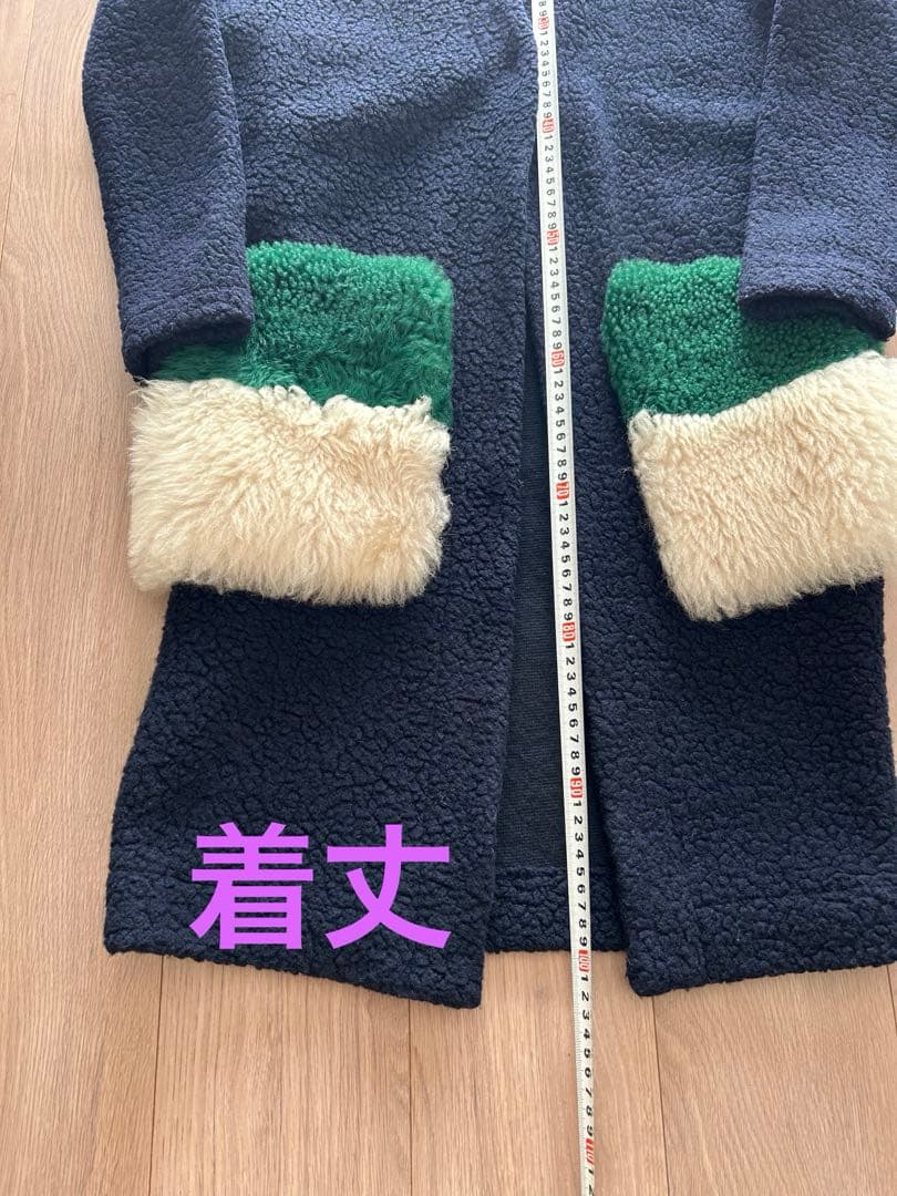 ANNE VEST ネイビー ロングコート　ファーポケット