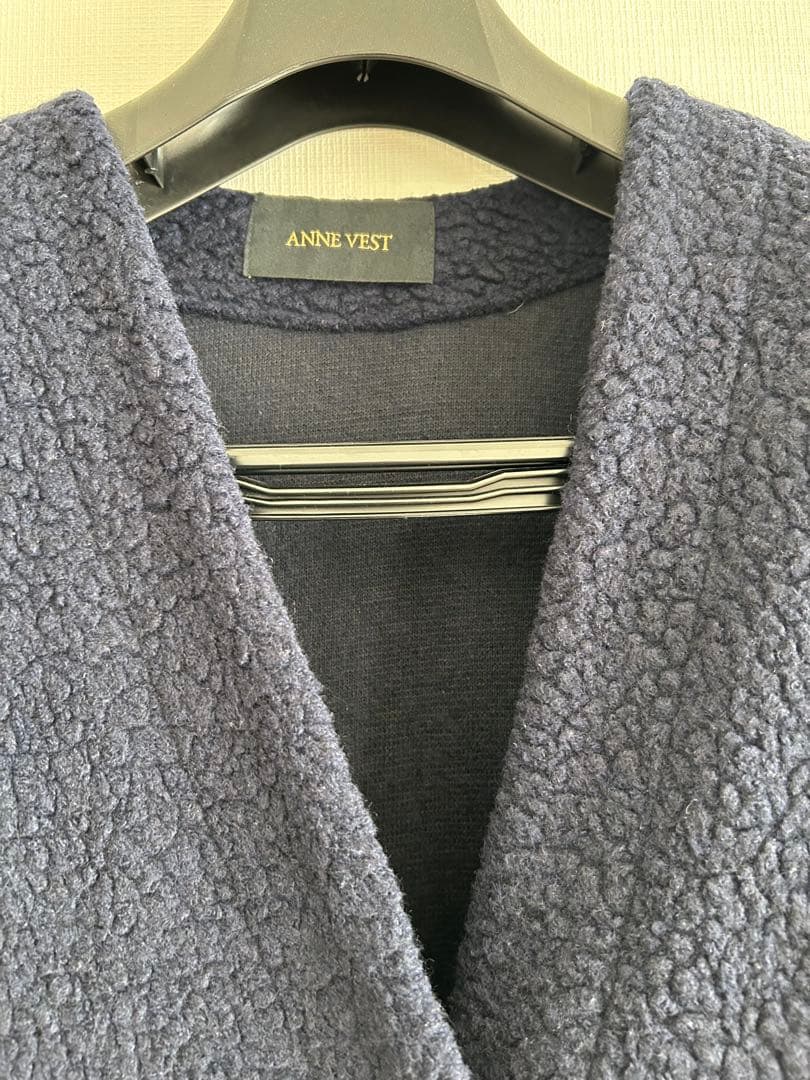 ANNE VEST ネイビー ロングコート　ファーポケット