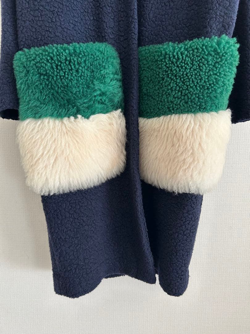 ANNE VEST ネイビー ロングコート　ファーポケット