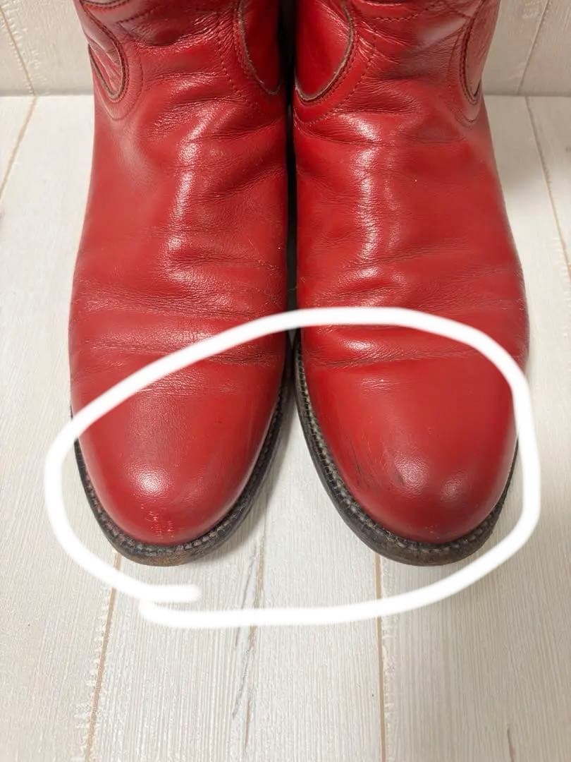 最終価格！24㎝　Justinウエスタンブーツ　ヴィンテージ　赤