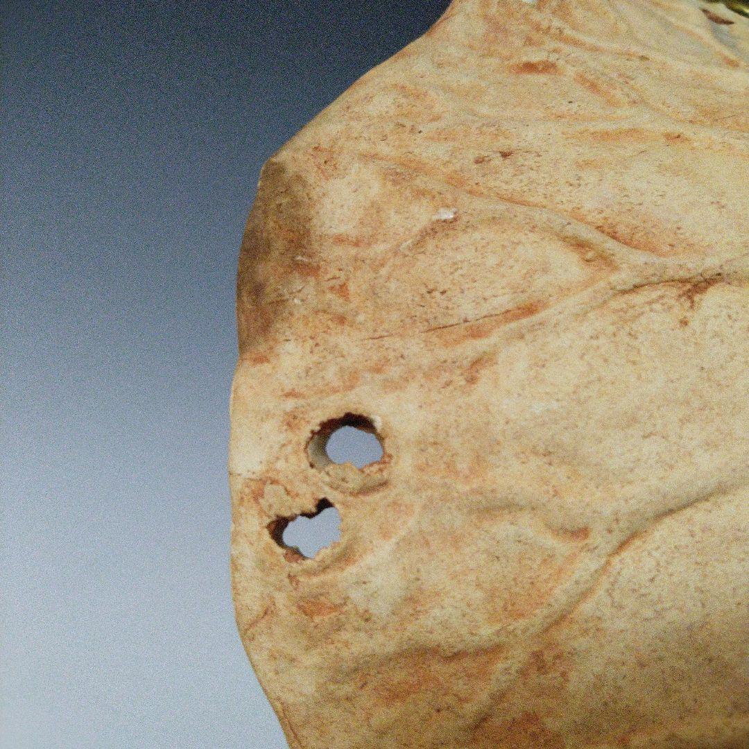 NO587 水月焼　菓子皿　蟹　細工皿　蓮葉　補修アリ