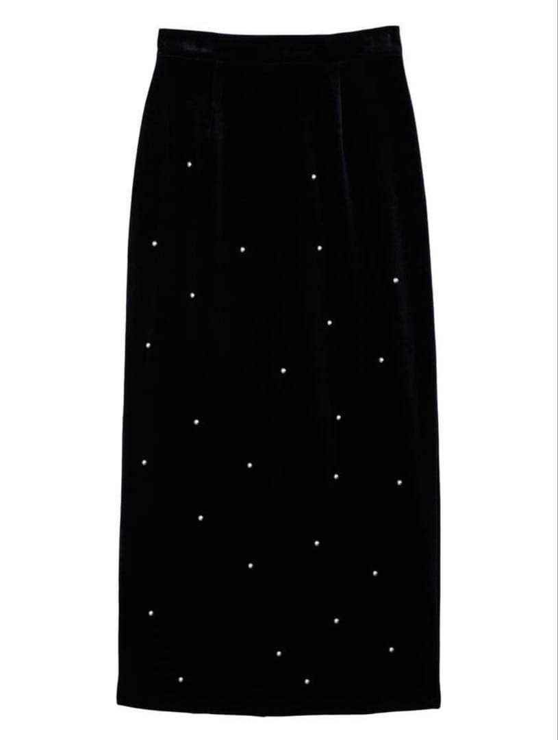 【タイムセール】AMERI VINTAGE スタッズベロアペンシルスカート