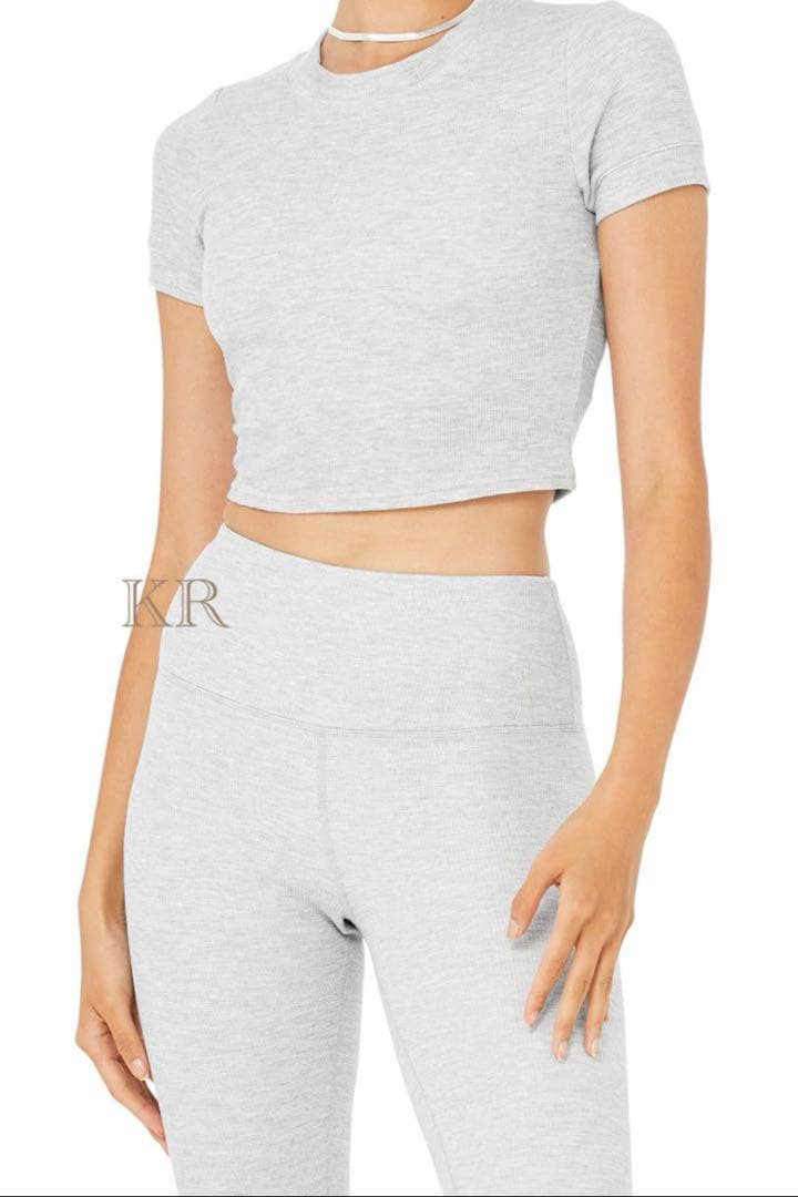 ★ alo yoga ★ ワッフル レギンス ヘザーグレー XXS