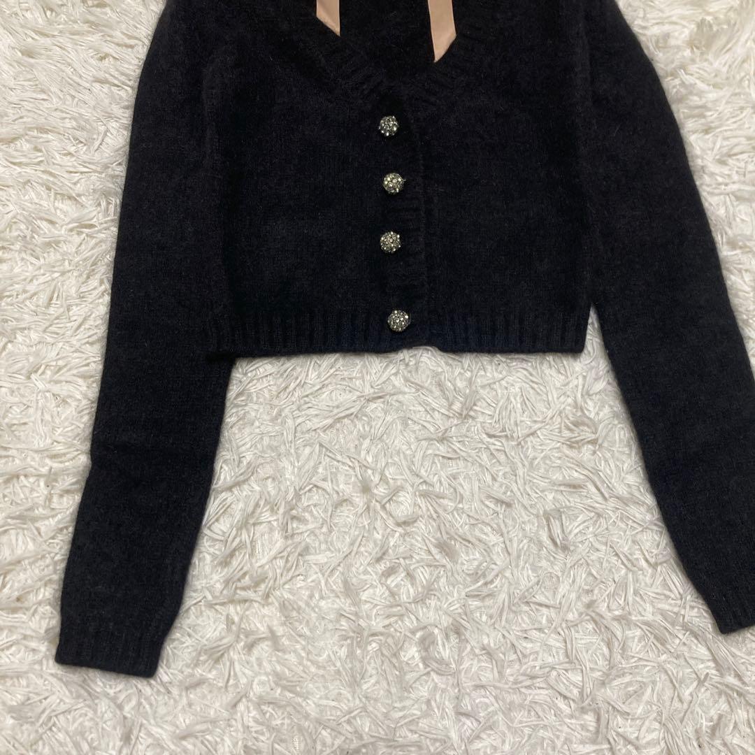 美品✨N°21 ヌメロヴェントゥーノ　クロップドカーディガン　アンゴラ　M 黒