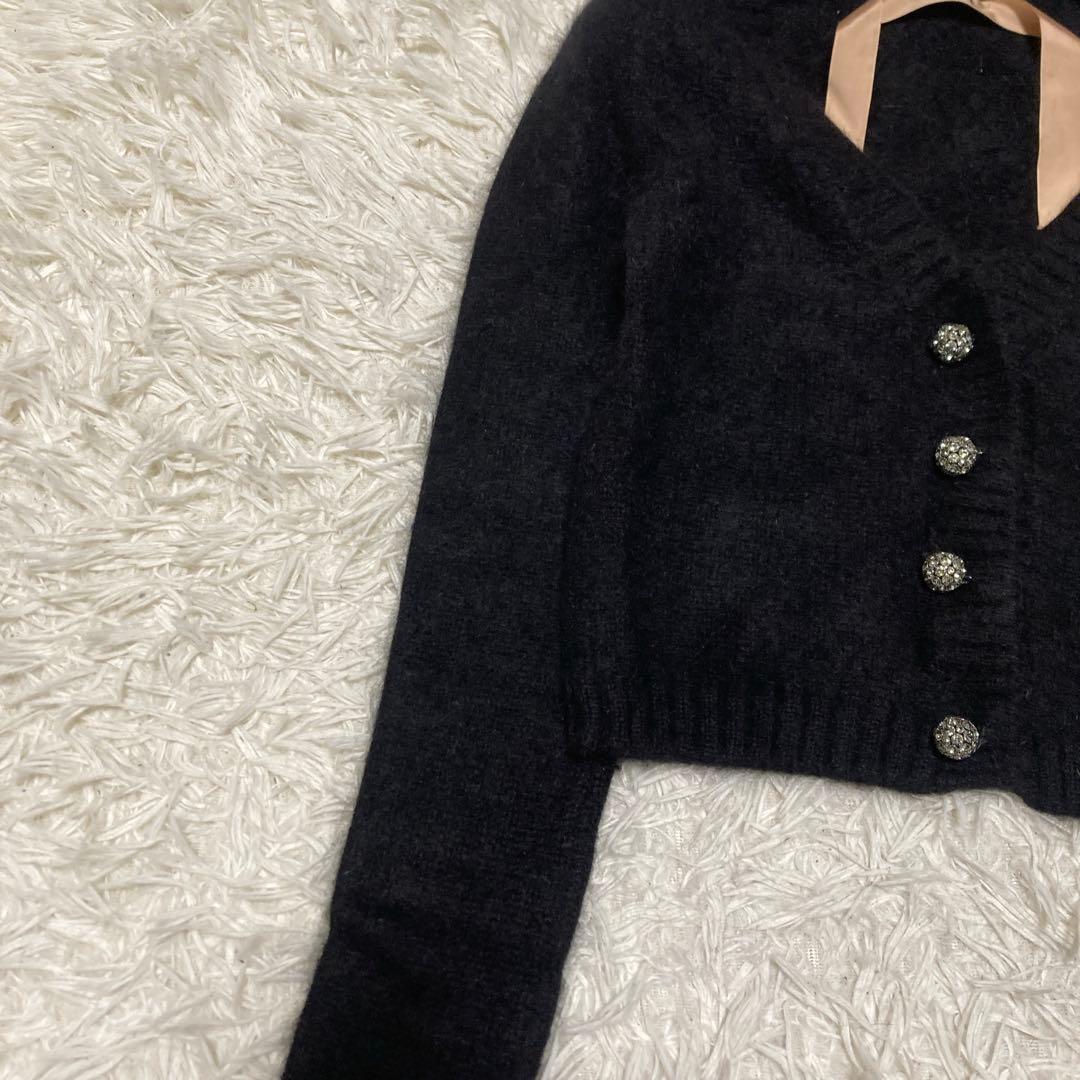 美品✨N°21 ヌメロヴェントゥーノ　クロップドカーディガン　アンゴラ　M 黒