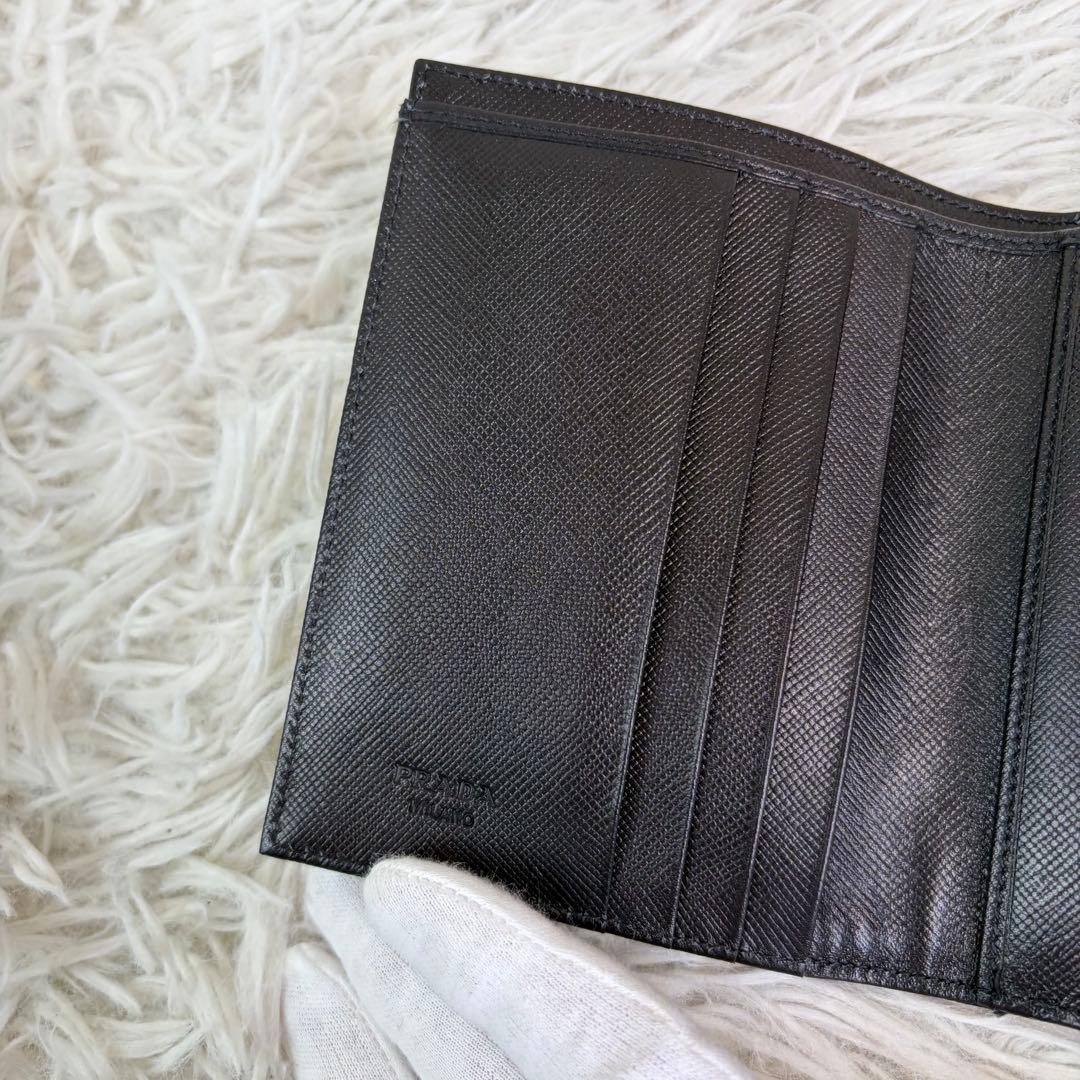未使用品✨PRADA サフィアーノ×ナイロン折り財布 トライアングル ブラック