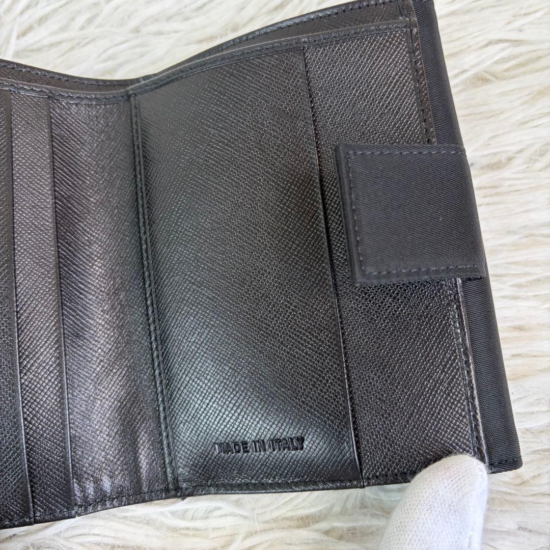 未使用品✨PRADA サフィアーノ×ナイロン折り財布 トライアングル ブラック