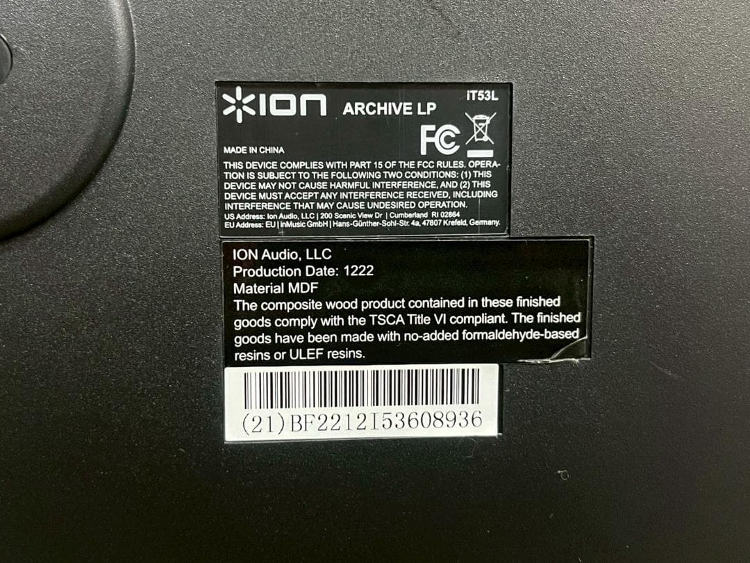 ION レコードプレイヤーIT53L Archive LP Turntable