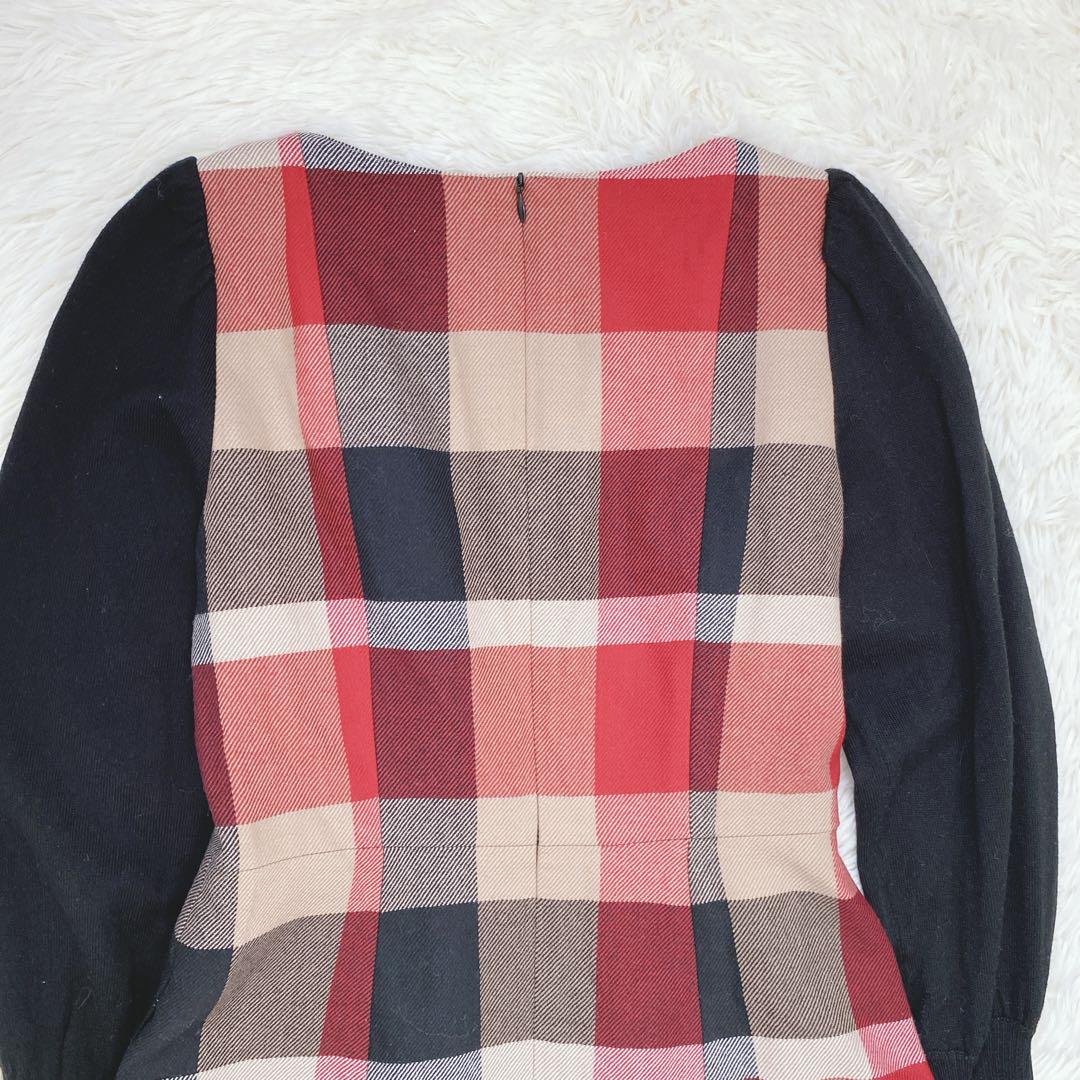 原宿限定✨美品 ブルーレーベルクレストブリッジ チェック柄 ワンピース 赤系
