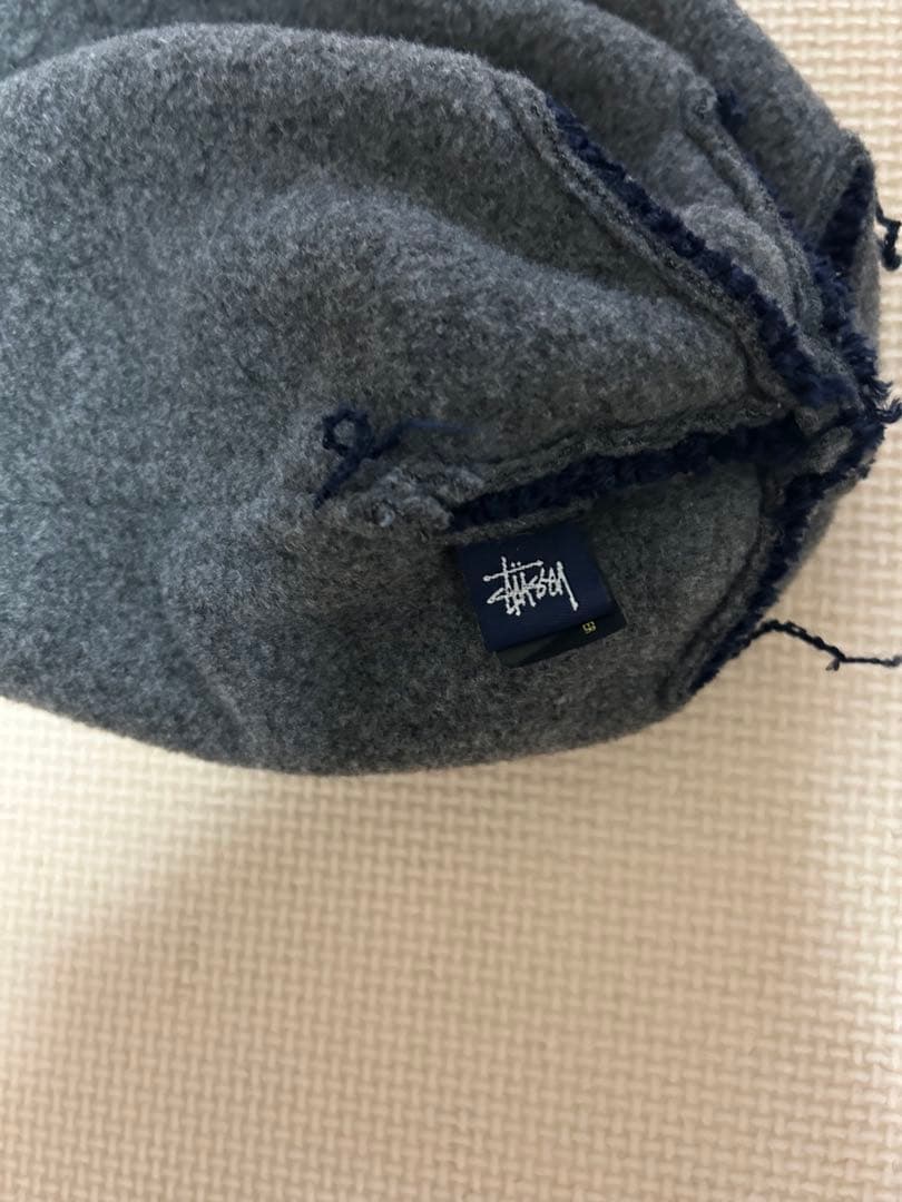 STUSSY ステューシー ネイビー ニット帽 ボンボン 耳当て 紺タグ
