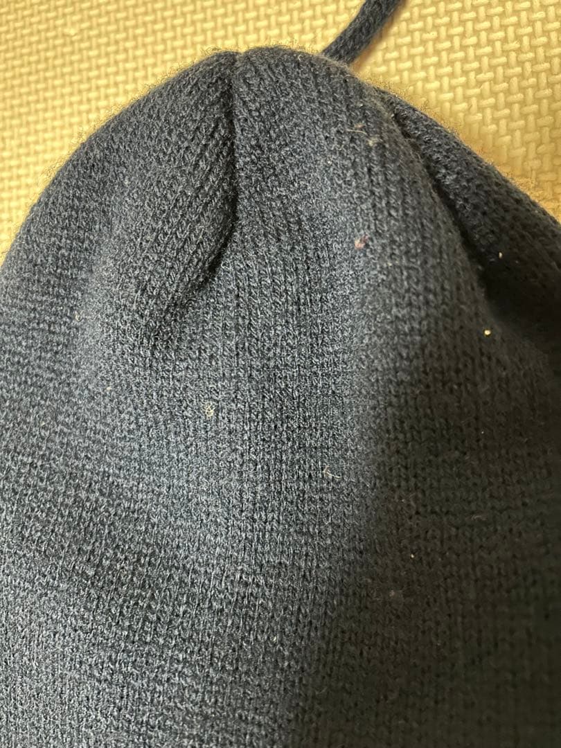 STUSSY ステューシー ネイビー ニット帽 ボンボン 耳当て 紺タグ