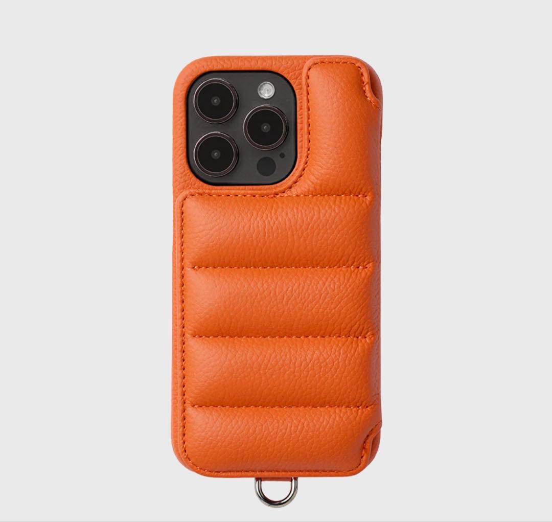 デミュウBALOON オレンジ パディング iPhone15Proケース