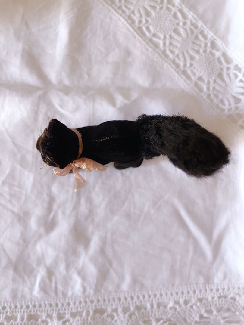 シュタイフ　アンティーク　黒ねこ　ドイツ　トムキャット　ブラックキャット