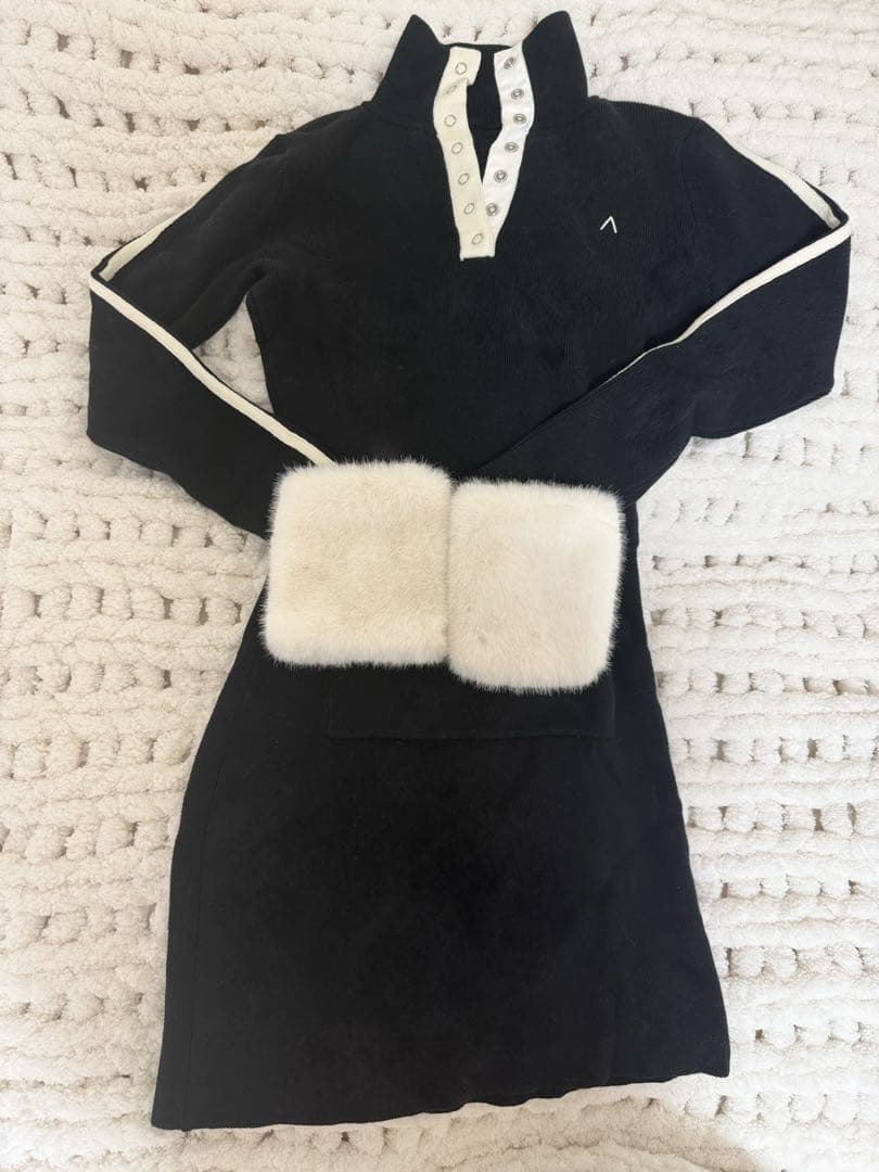 ANDMARY Zoe fur mini dress black 正規品