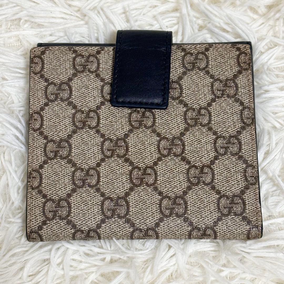 美品✨ GUCCI 二つ折り財布 GGスプリーム Wホック PVCレザー 黒