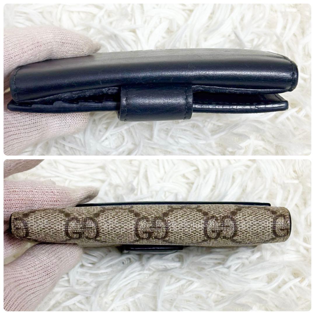 美品✨ GUCCI 二つ折り財布 GGスプリーム Wホック PVCレザー 黒