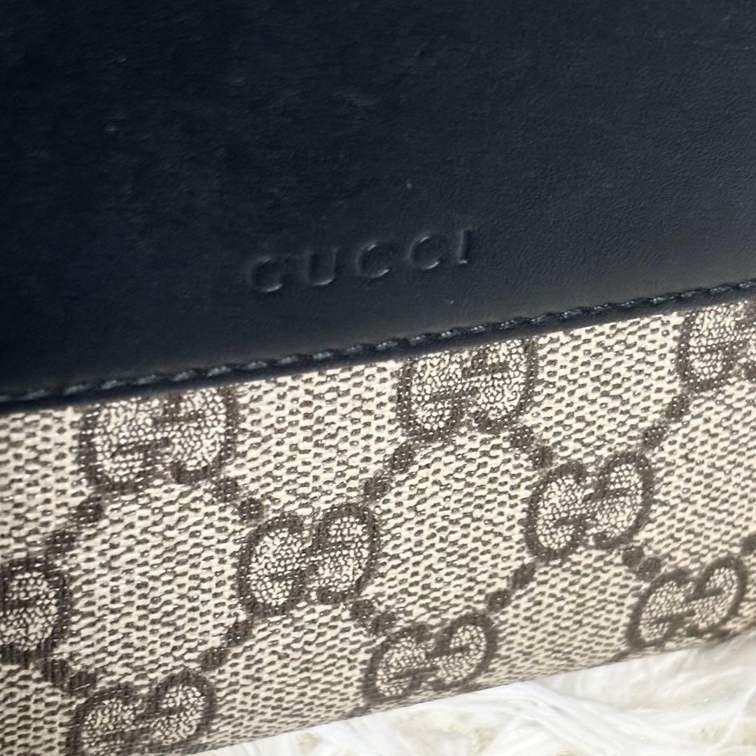 美品✨ GUCCI 二つ折り財布 GGスプリーム Wホック PVCレザー 黒