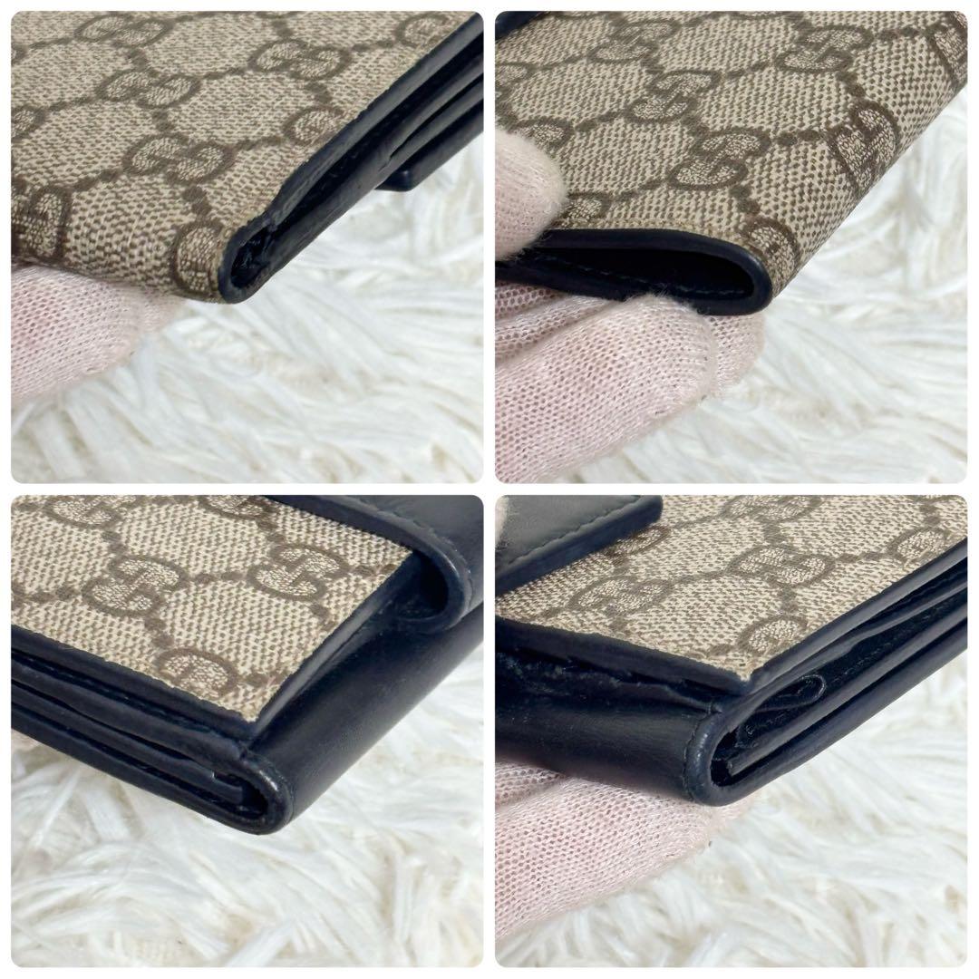 美品✨ GUCCI 二つ折り財布 GGスプリーム Wホック PVCレザー 黒