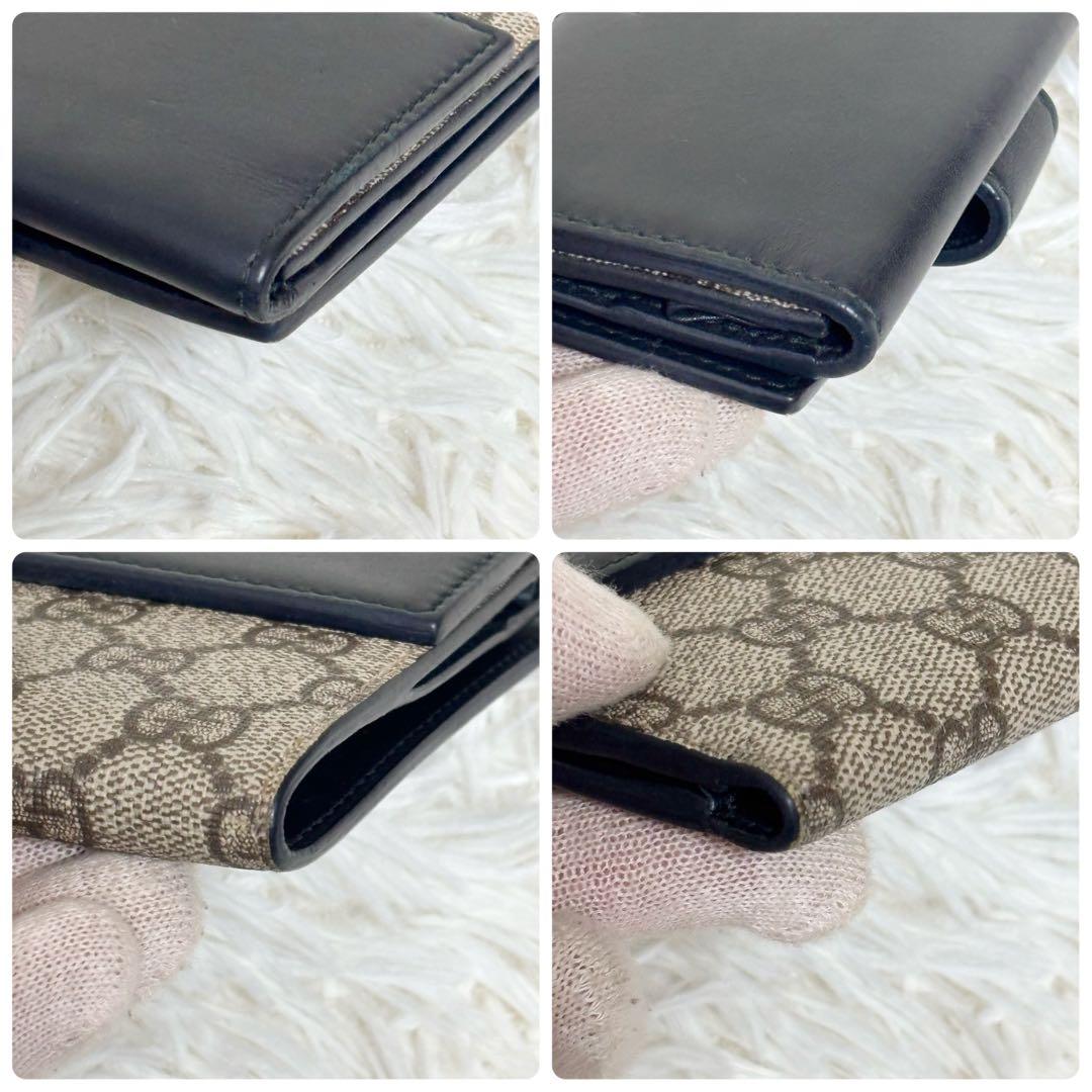 美品✨ GUCCI 二つ折り財布 GGスプリーム Wホック PVCレザー 黒