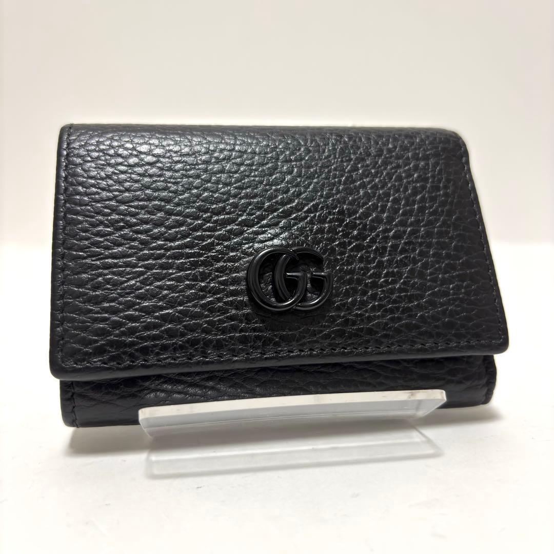 536✨美品✨GUCCI グッチ 三つ折り財布 GGマーモント レザー ブラック
