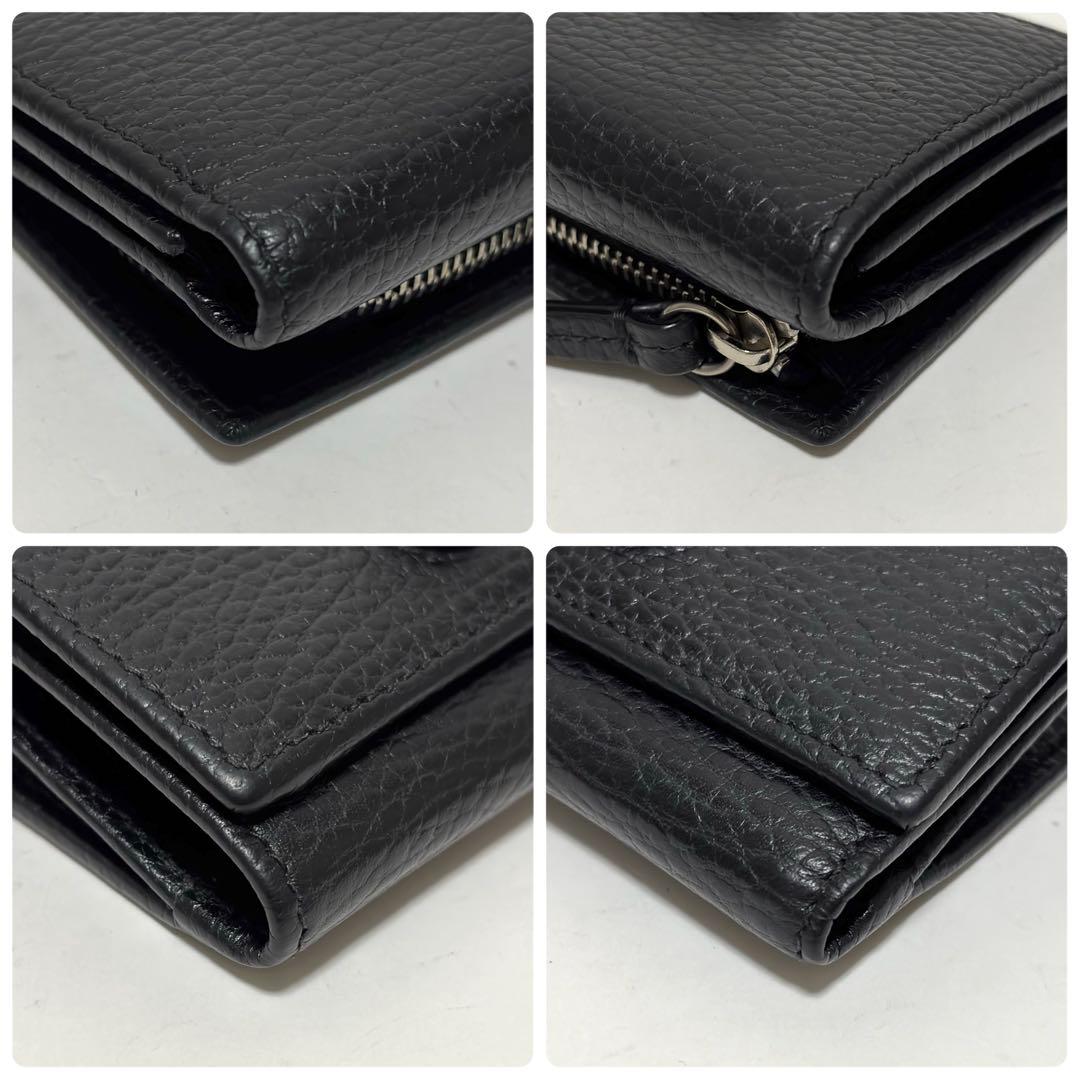 536✨美品✨GUCCI グッチ 三つ折り財布 GGマーモント レザー ブラック