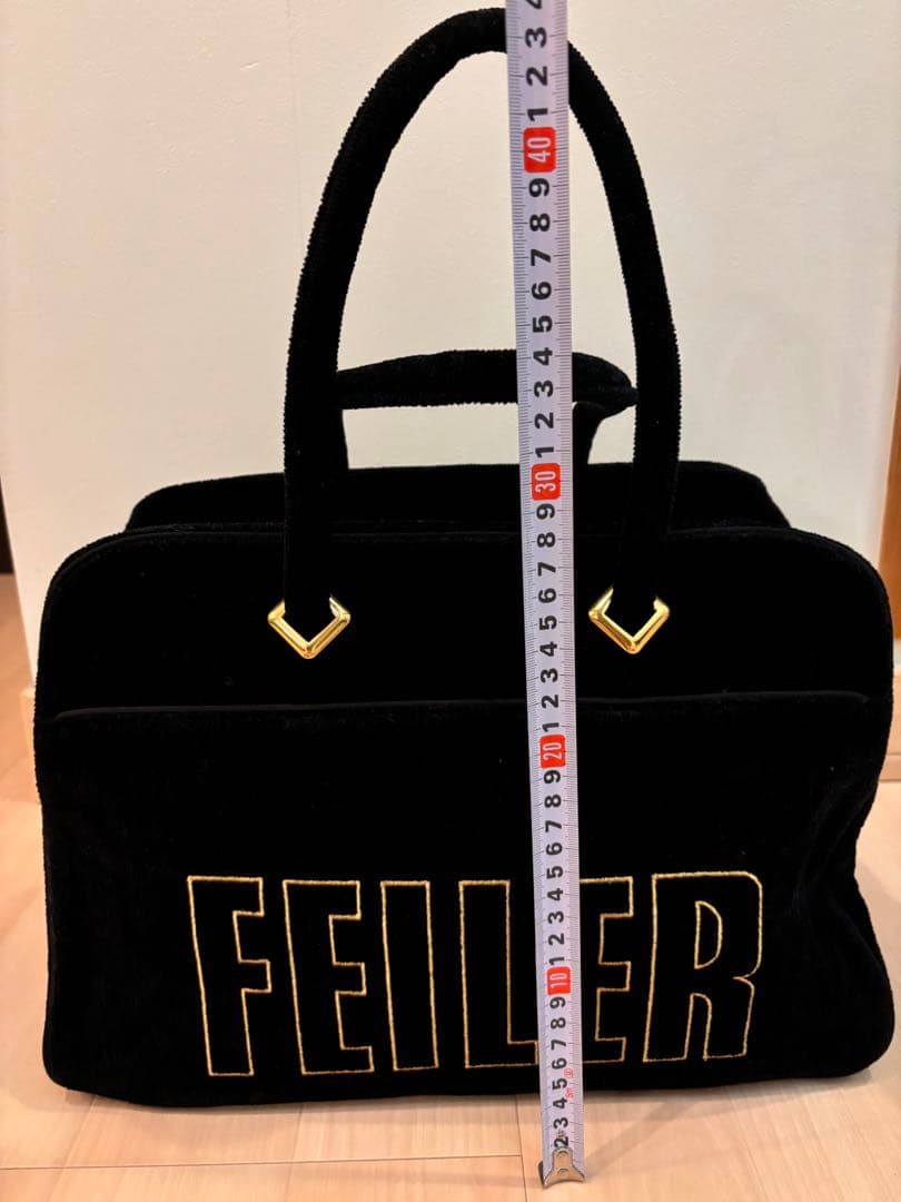 美品 フェイラー FEILER ハンドバッグ ボストンロゴ シェニール織 大容量