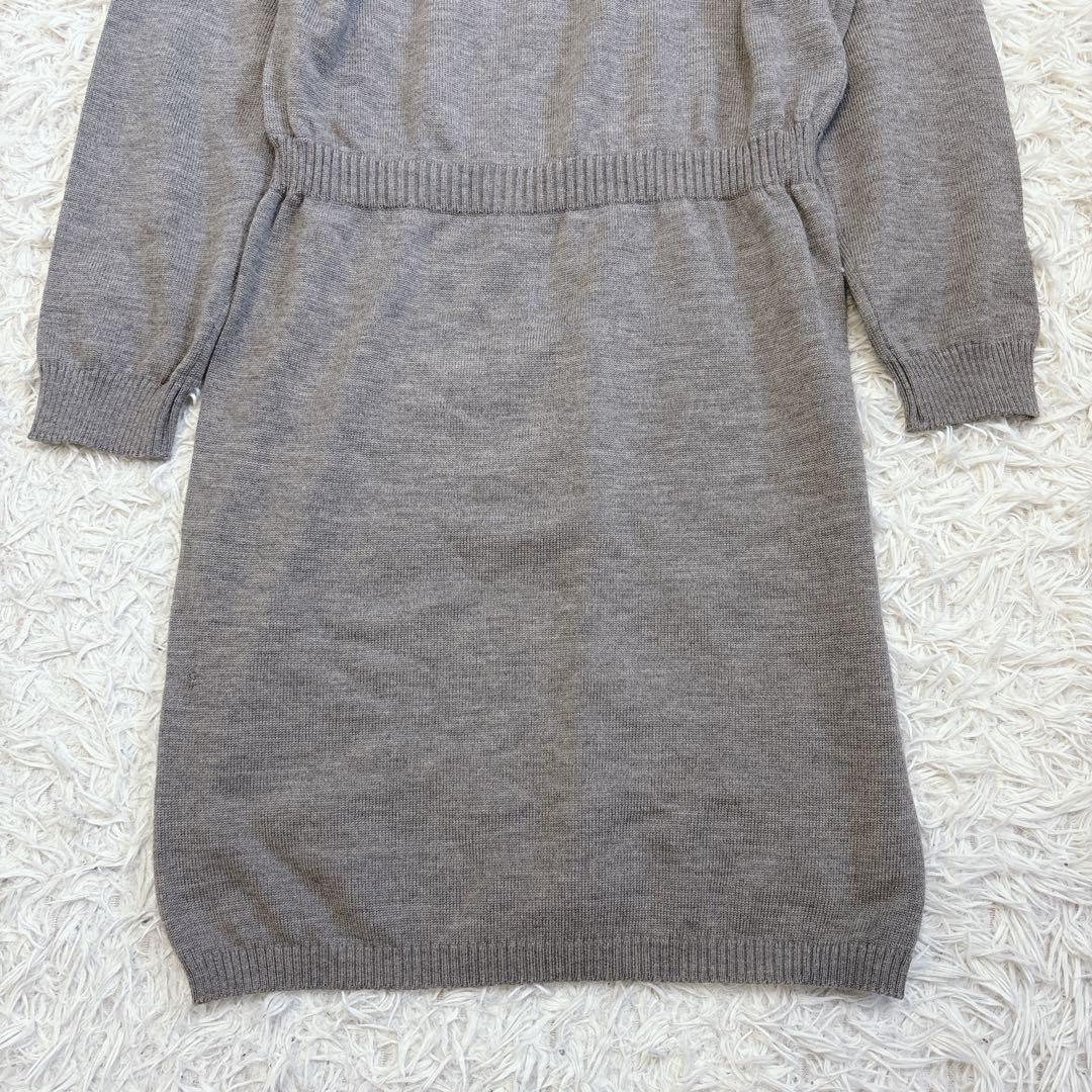 サルヴァトーレフェラガモ ニット タートルネック ワンピース 金具 グレー Ｌ