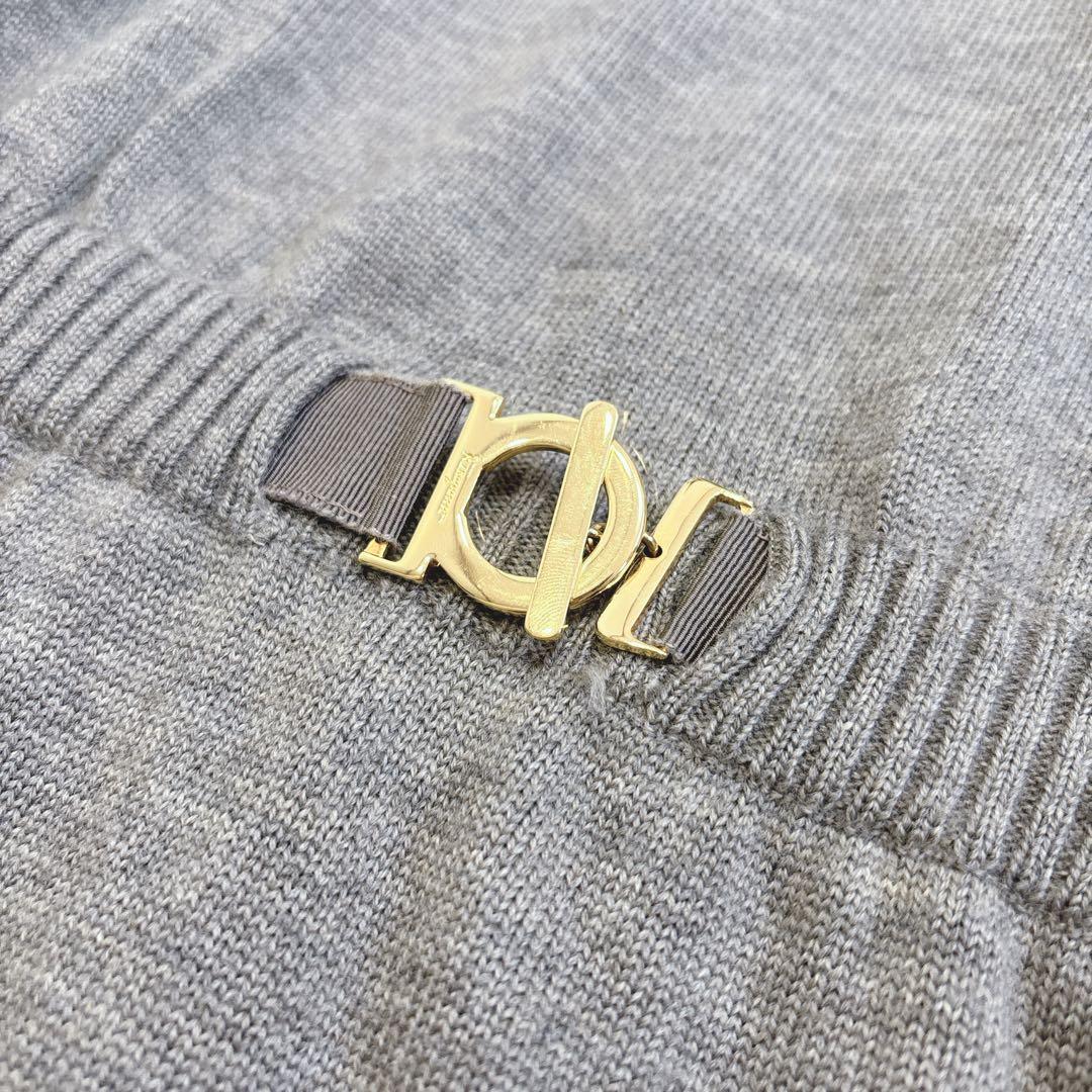 サルヴァトーレフェラガモ ニット タートルネック ワンピース 金具 グレー Ｌ