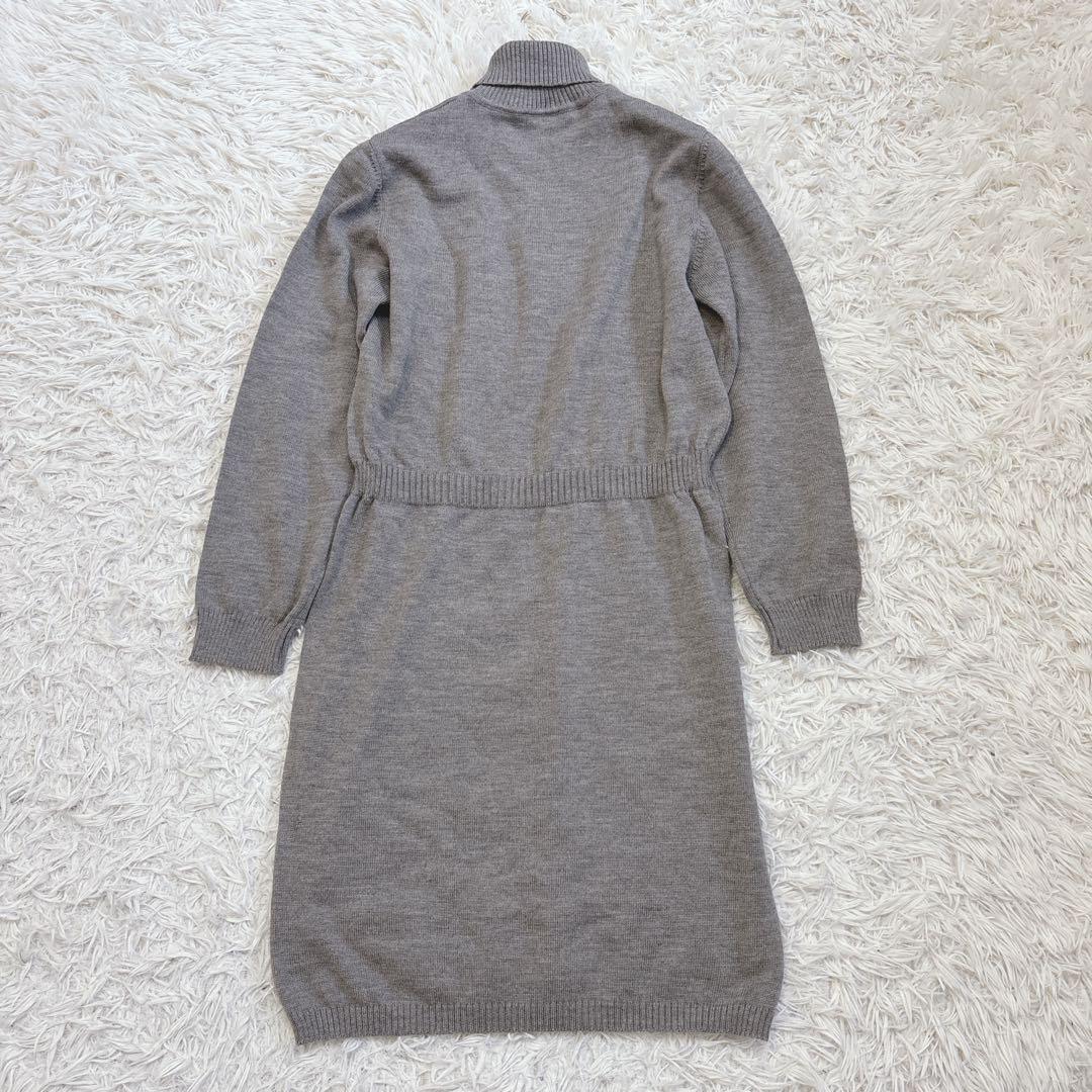 サルヴァトーレフェラガモ ニット タートルネック ワンピース 金具 グレー Ｌ