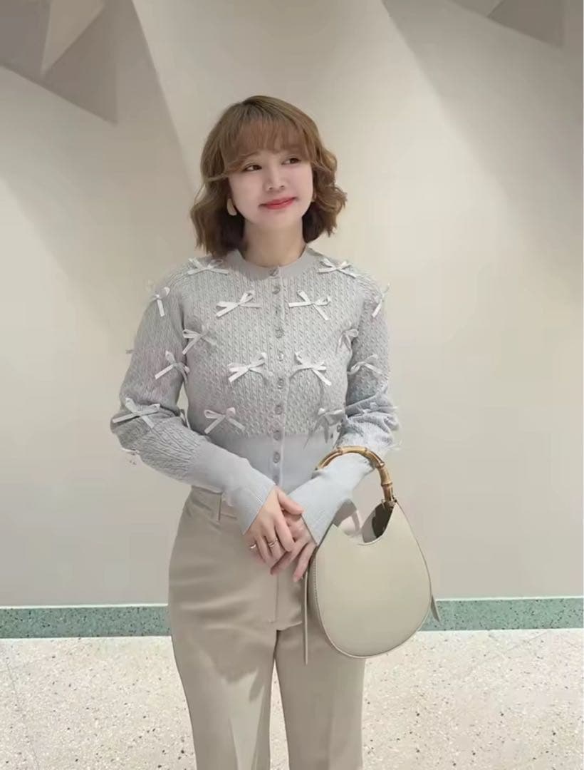 スナイデル　リボンモチーフカーディガン ブルー