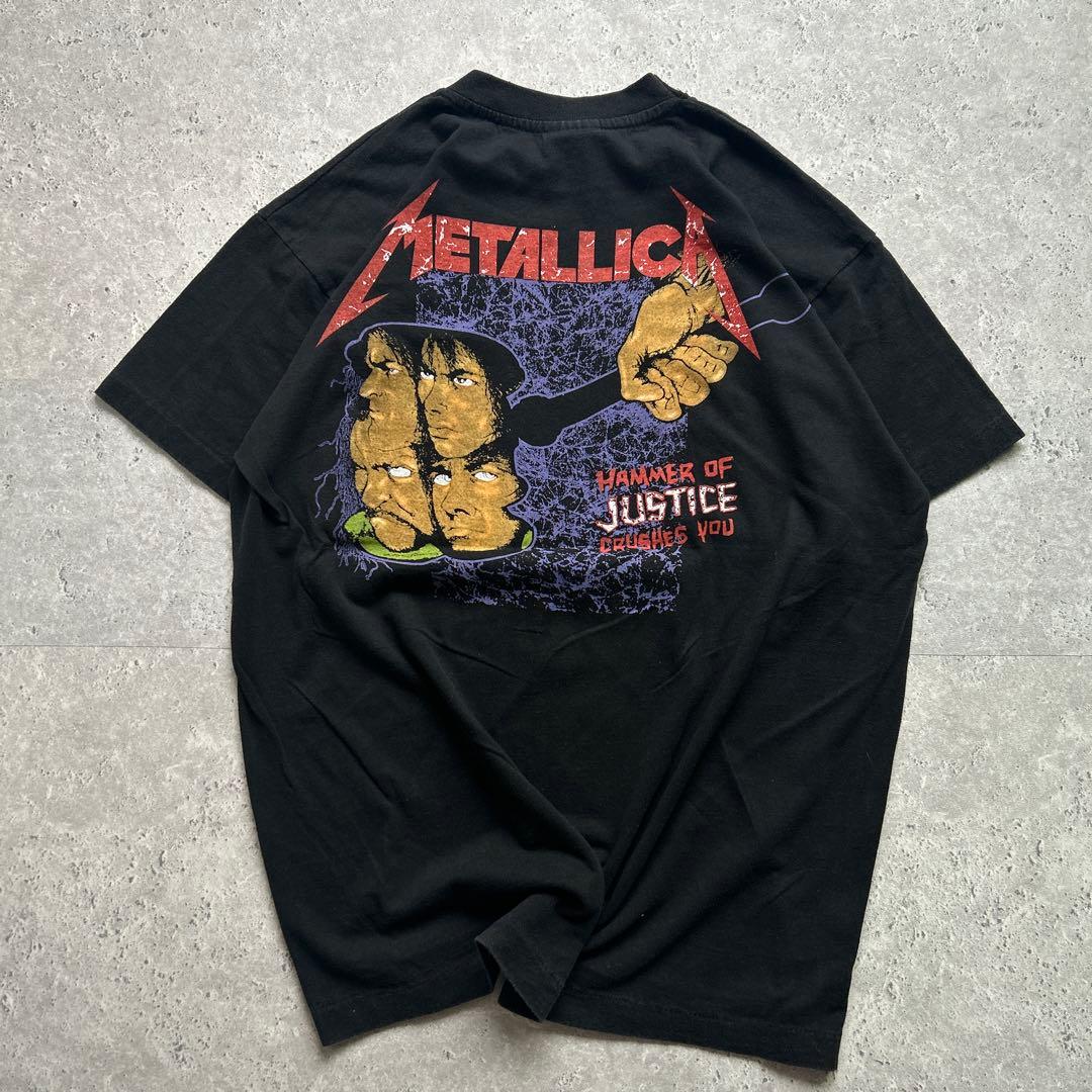 LLICA メタリカ Tシャツ シングルステッチ 両面プリント 黒 L