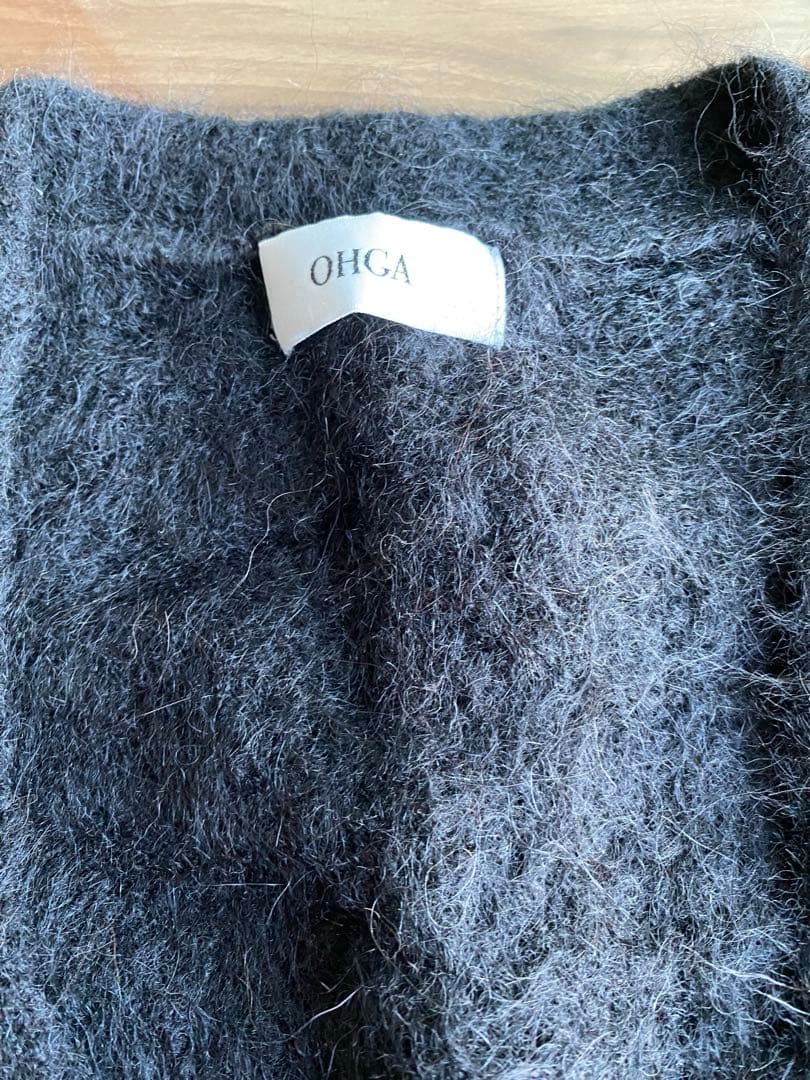 オーガ OHGA アルパカニットカーディガン ブラック