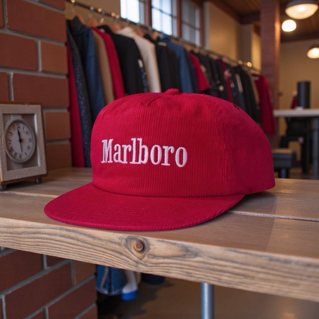 Marlboro マルボロ コーデュロイ キャップ Red CAPハトメ