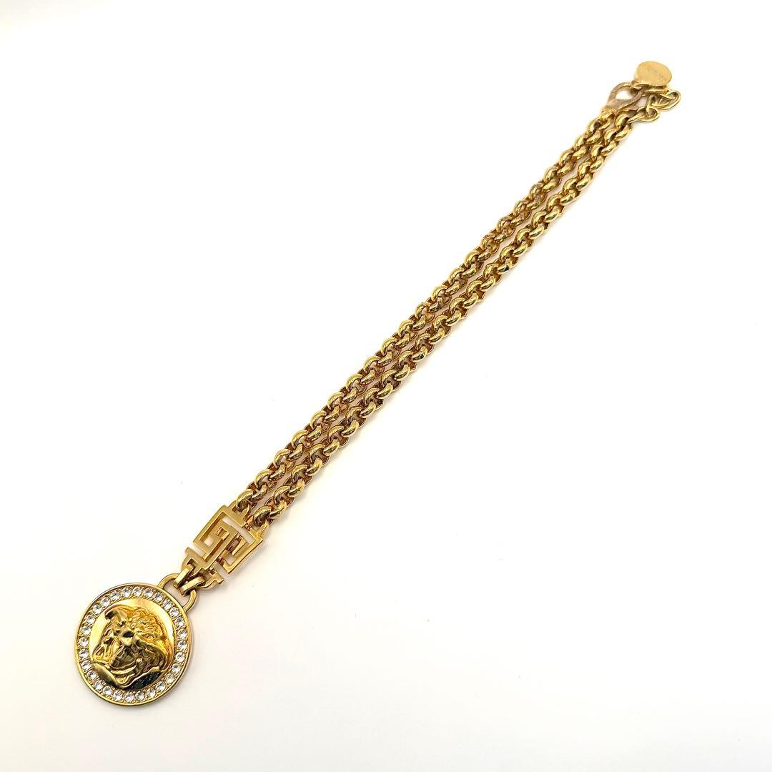 美品 タグ付✨VERSACE ネックレス メデューサ ラインストーン グレカ