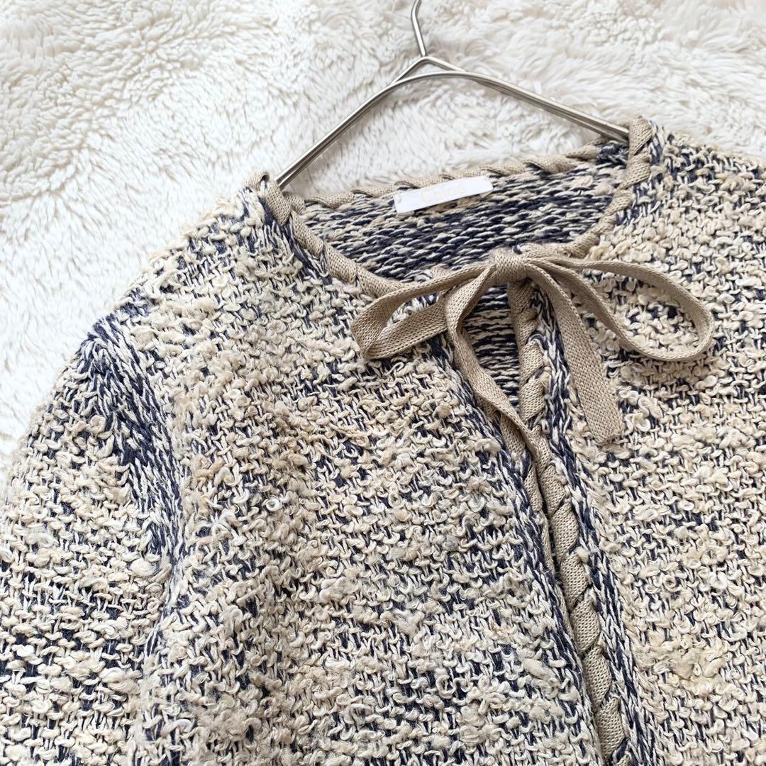 Chloe クロエ　コットンシルク　春　リボン　ツイード　カーディガン　S相当