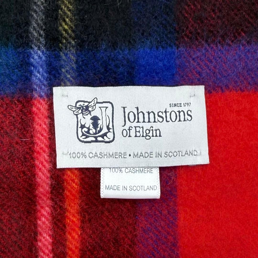 【極美品】Johnstons of Elgin カシミヤ　チェック　大判ストール